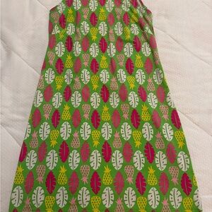 Katherine Way Green and Pink Pineapple Print Dress Size XS